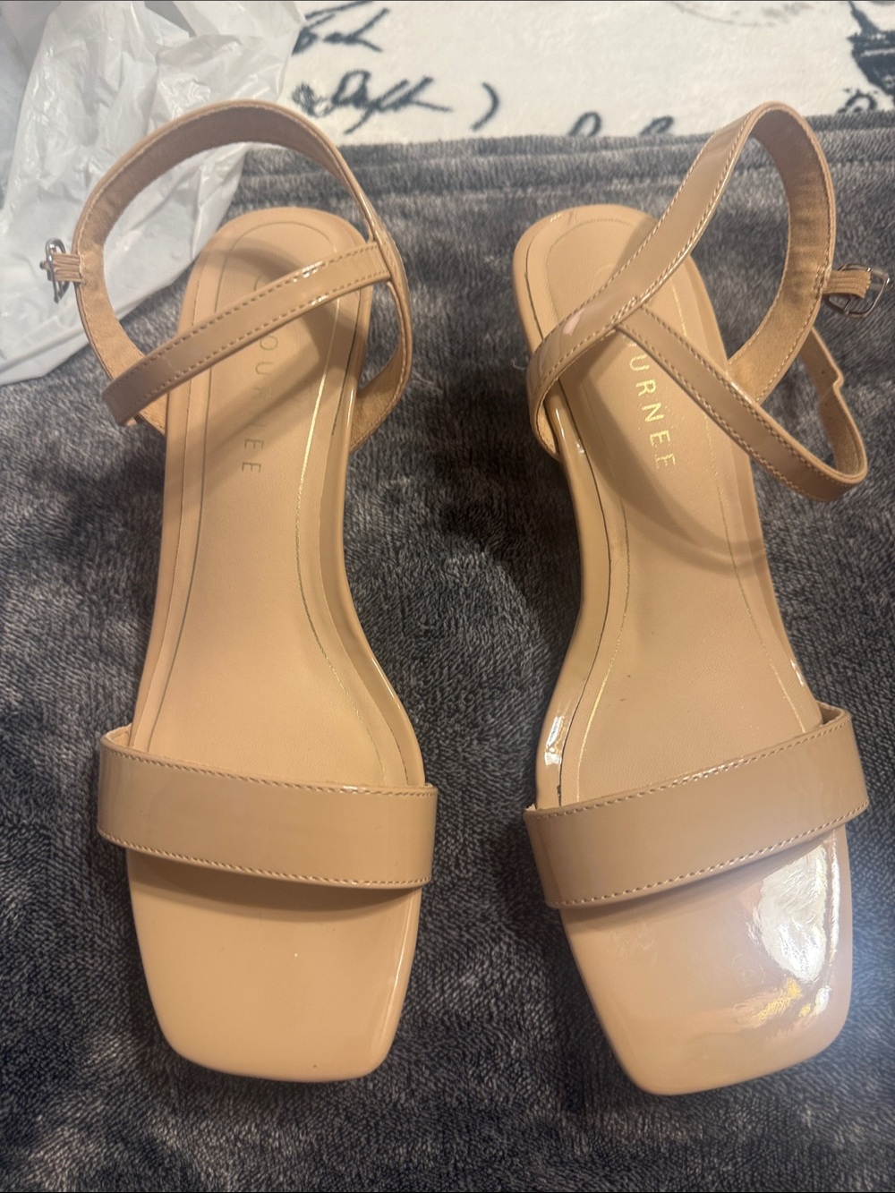 Journee Collection Nude Tan Strappy Square-Toe Sandals